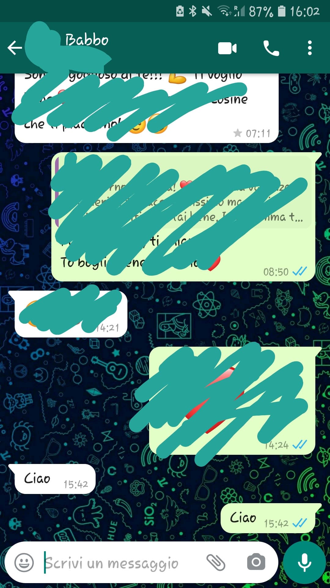 Quanto bella questa conversazione ahahhah, non so, lui mi scrive ciao e io rispondo, credo abbia sbagliato chst ma non so ahah