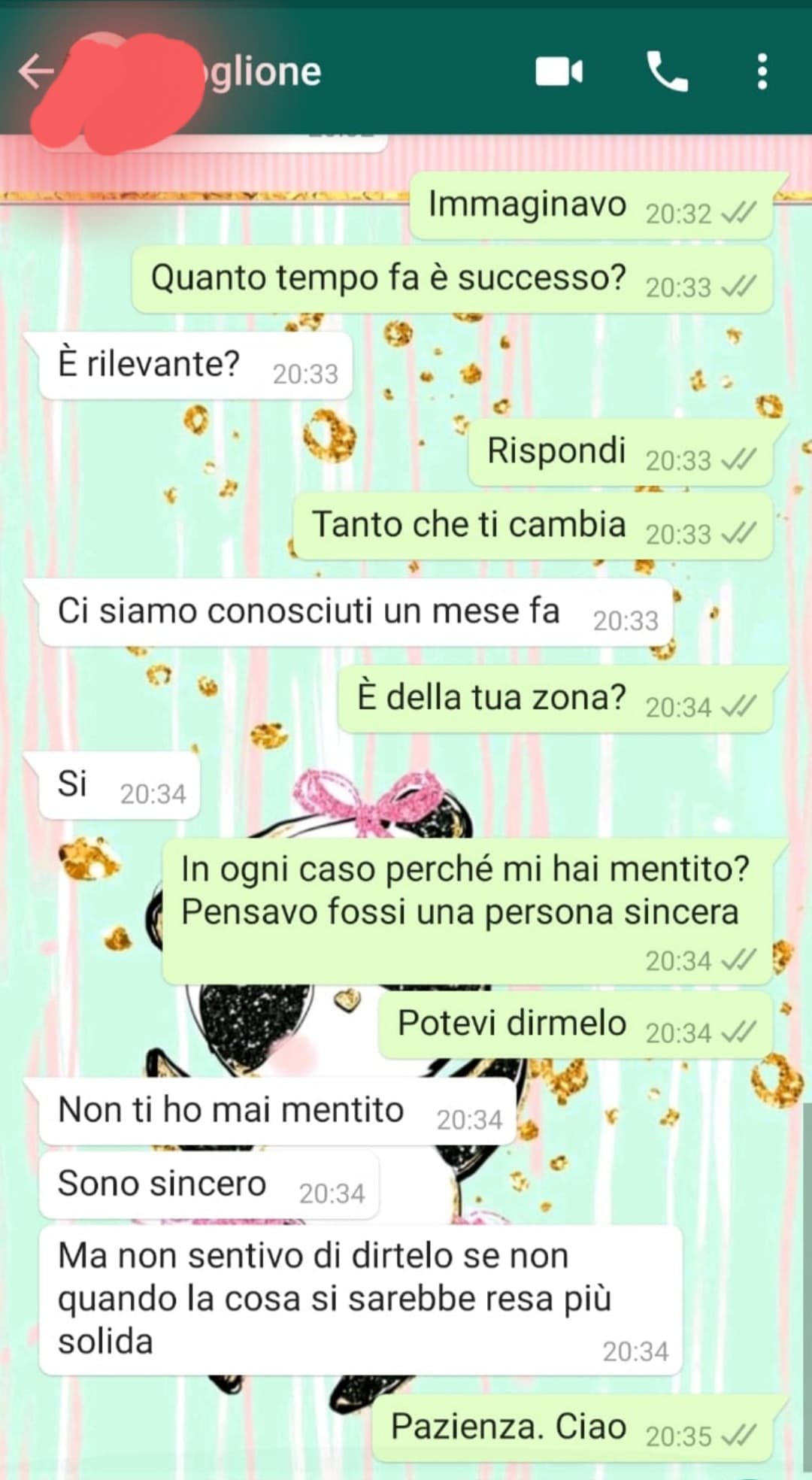 Io che ritrovo screen di conversazioni dell'anno scorso