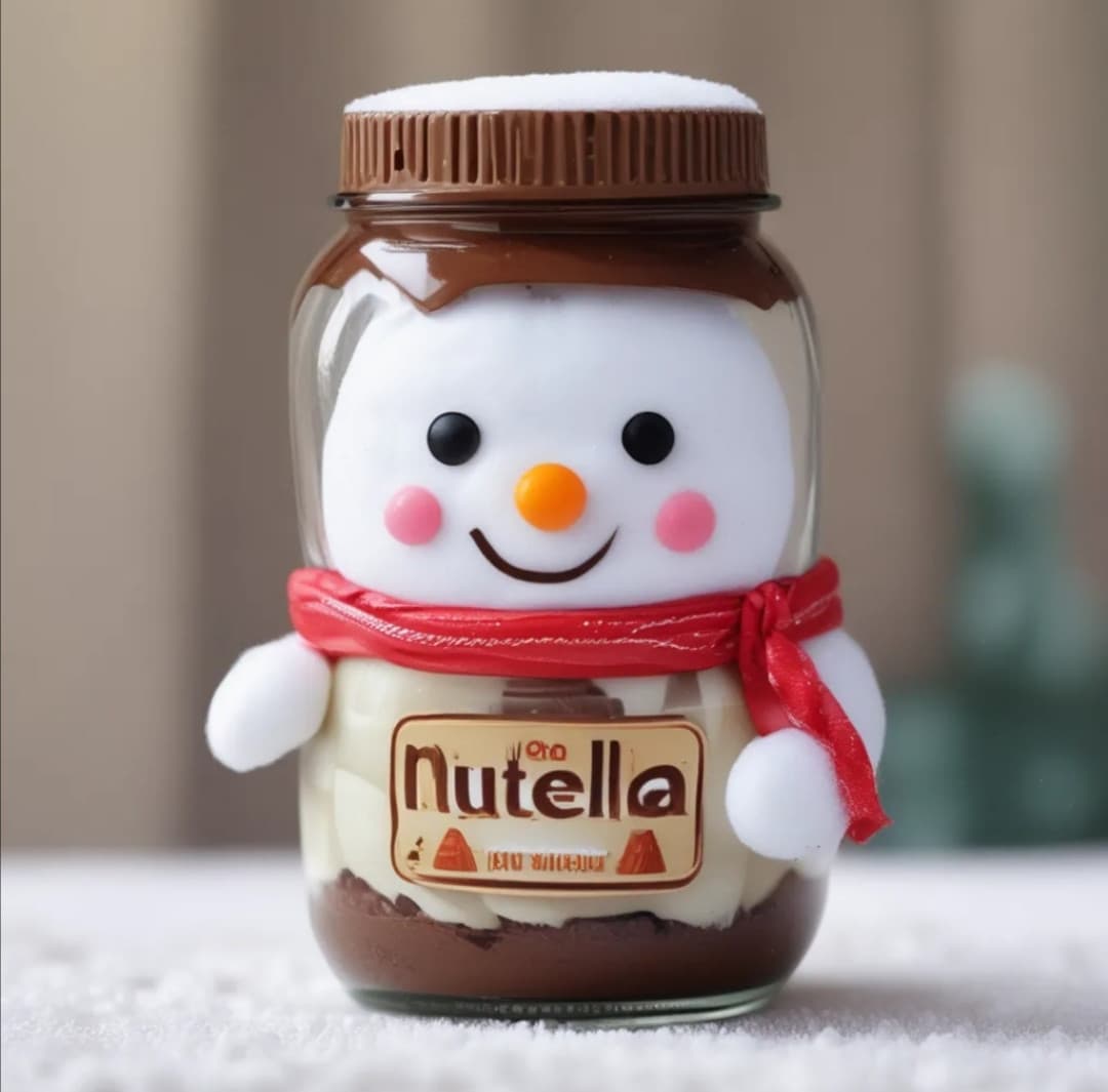 Pupazzo di neve travestito da nutella