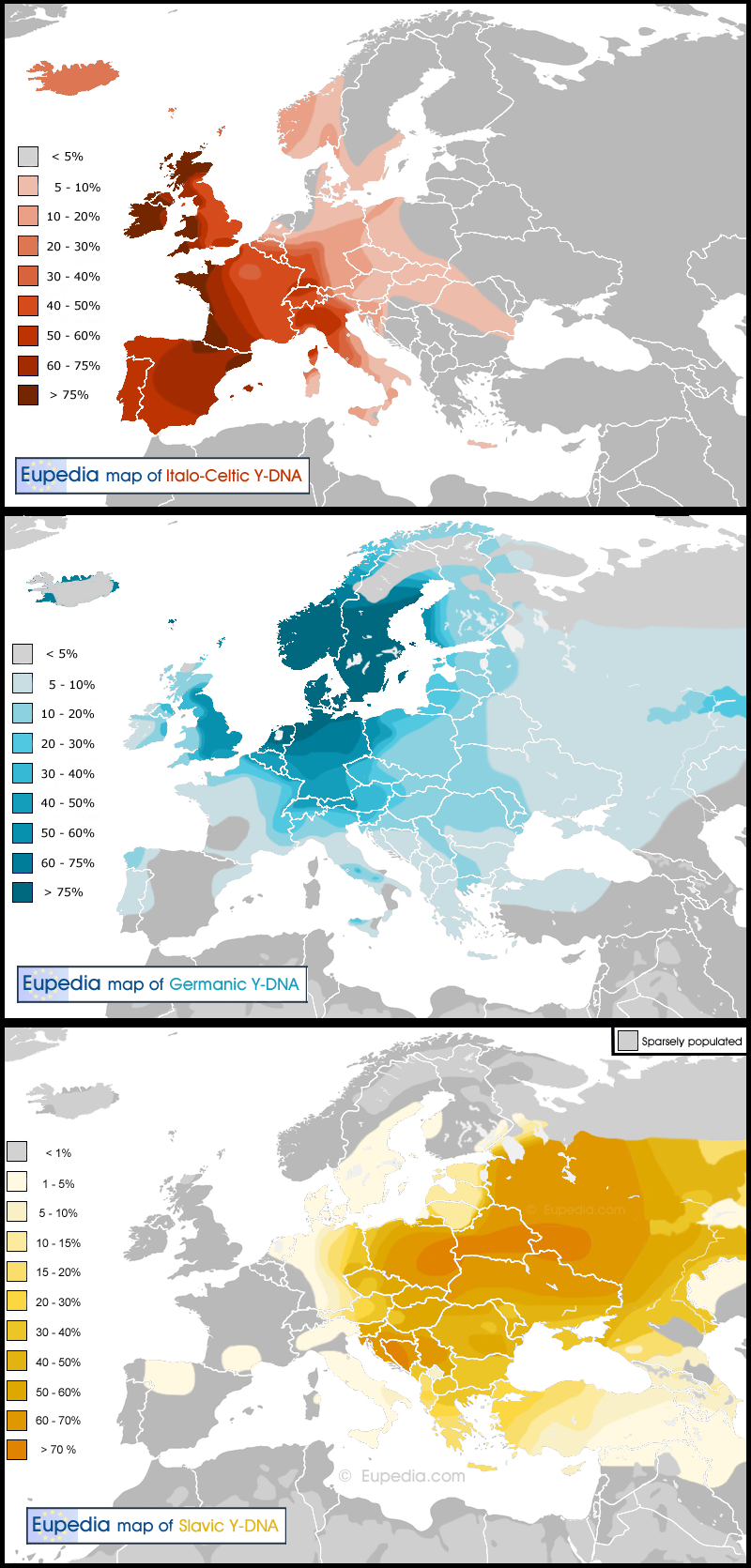 Mappa tipo di DNA in Europa (comunque non mi sarei mai aspettato DNA germanico nel Sud wow)