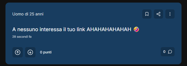Signori e signori, 25 anni. Diamo il premio (e la 104) disabile dell'anno a questo disoccupato fallito che si arrabbia per dei link online...