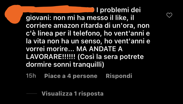 Mi fa quasi ridere il fatto che la maggior parte degli adulti sottovaluti i problemi dei giovani in questo modo e risponda con:”Ma andate a lavorare” oppure:”ma tornate a studiare”