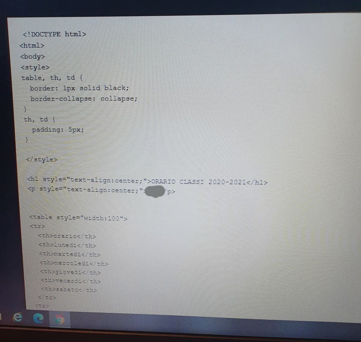 Vi esco la mia tabella in html fatta malissimo ??