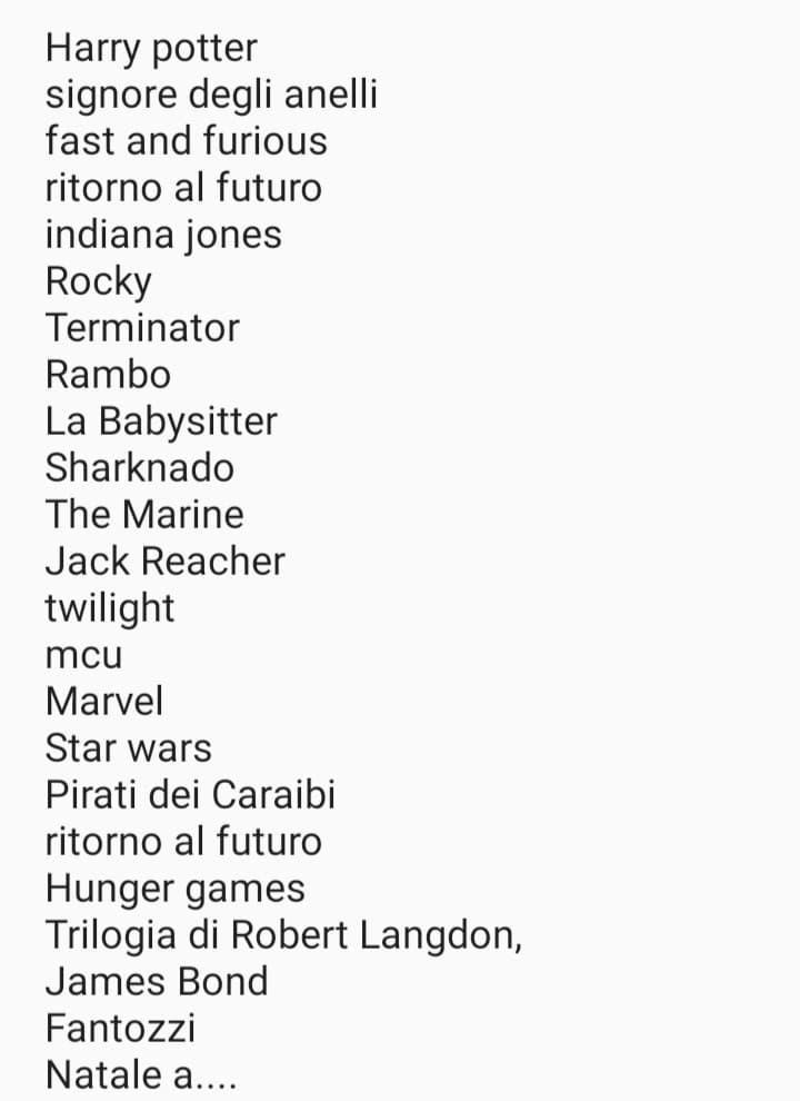 Dato che ci sono molte proposte per il torneo delle saghe cinematografiche vi chiedo di scegliere quali volete in gara e quali scartate, chiudo le Selezioni alle 18