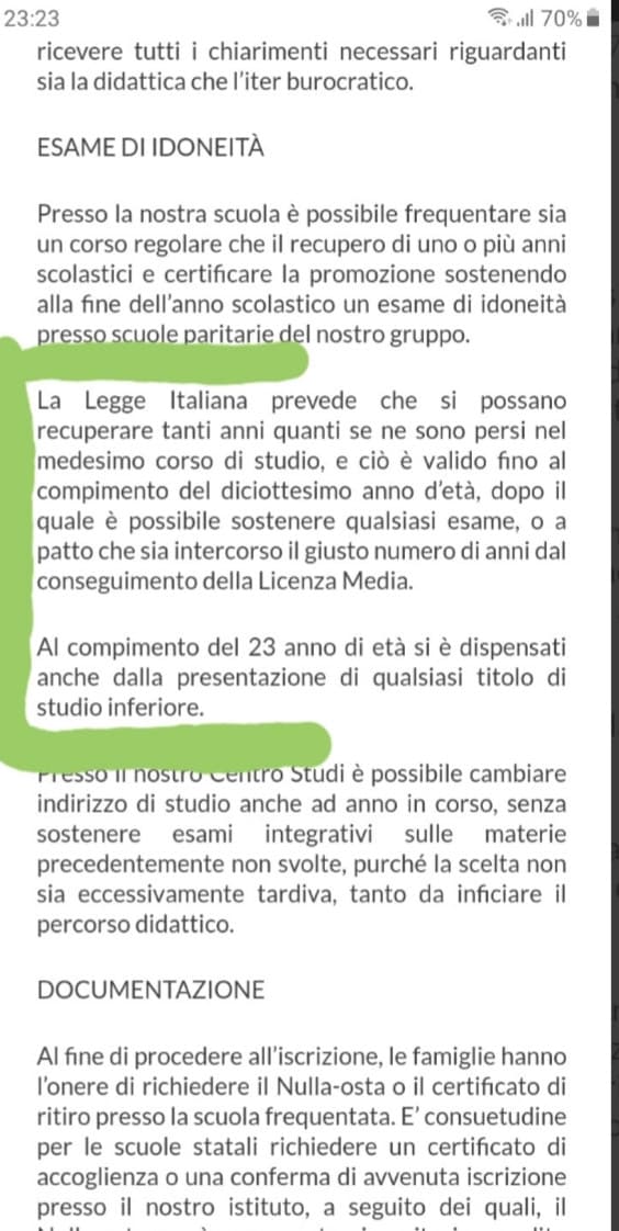 Scusate se rompo di nuovo con sto screen ma è una questione di vita o di morte. Ma io 21enne (quasi 22enne) posso prendere il diploma di liceo secondo quello che dice sto screen specialmente i 2 paragrafi dentro la parentesi verde?? No perché l'hanno scrit