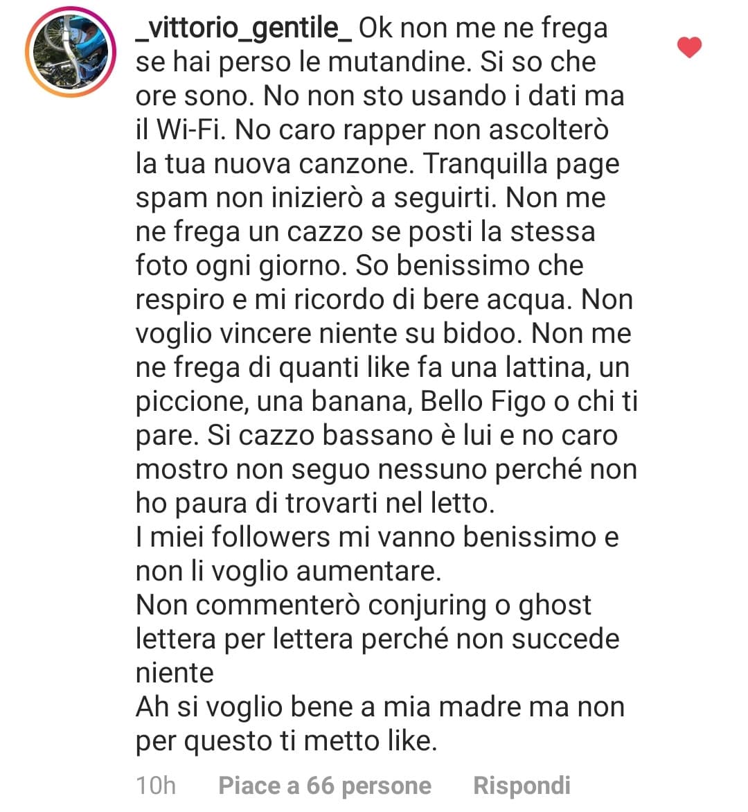 Divino, anche se sarebbe stato ancora più perfetto con un "e se siete d'accordo seguite la mia pagina"