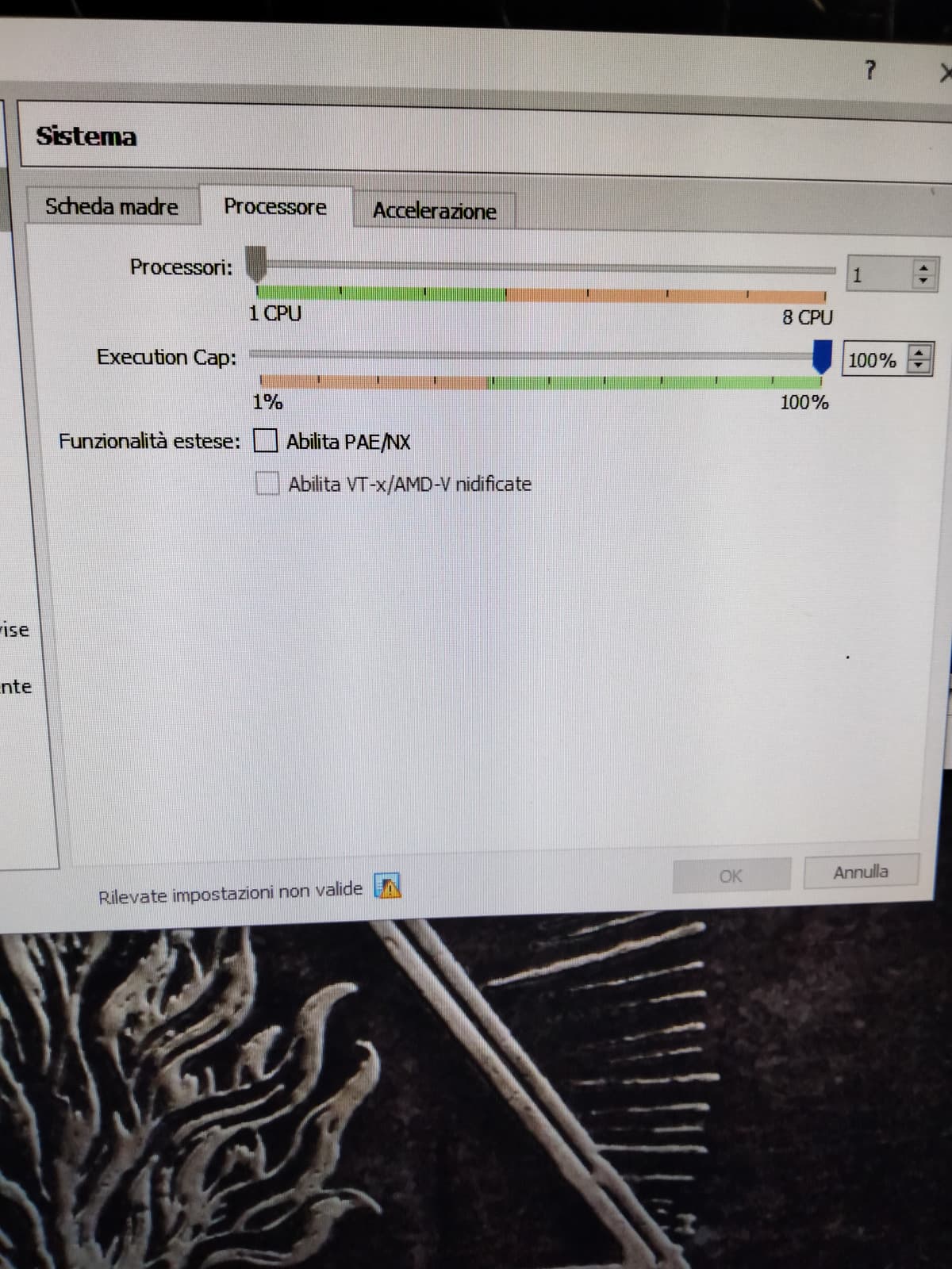 Raga non riesco a modificare la cpu nella virtual box, qualcuno che la sa usare mi può aiutare?