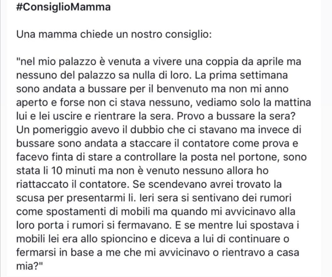 Non sapevo che la mia vicina fosse su un gruppo di pancine ?