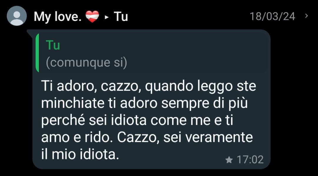 3 giorno procede sempre peggio.
Mi è capitato un slideshow che mi ha portato nella chat a leggere cose passate.