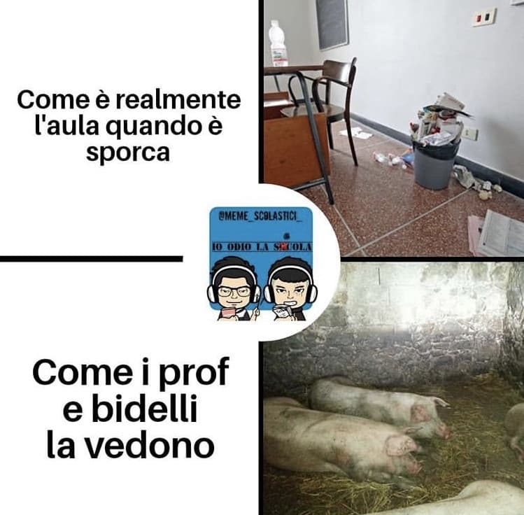 E poi dicono a noi di pulire, non ai bidelli che vengono pagati per farlo...