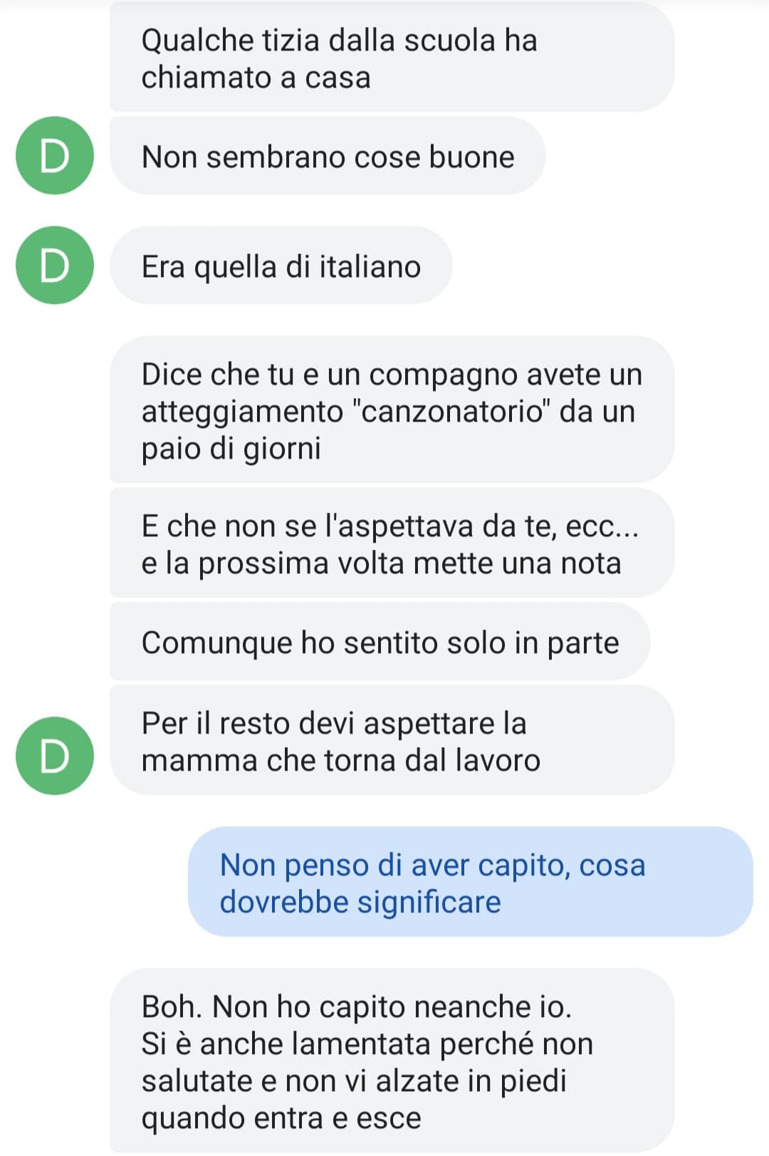 La mia prof di italiano ha chiamato mia madre per tirarmi merda