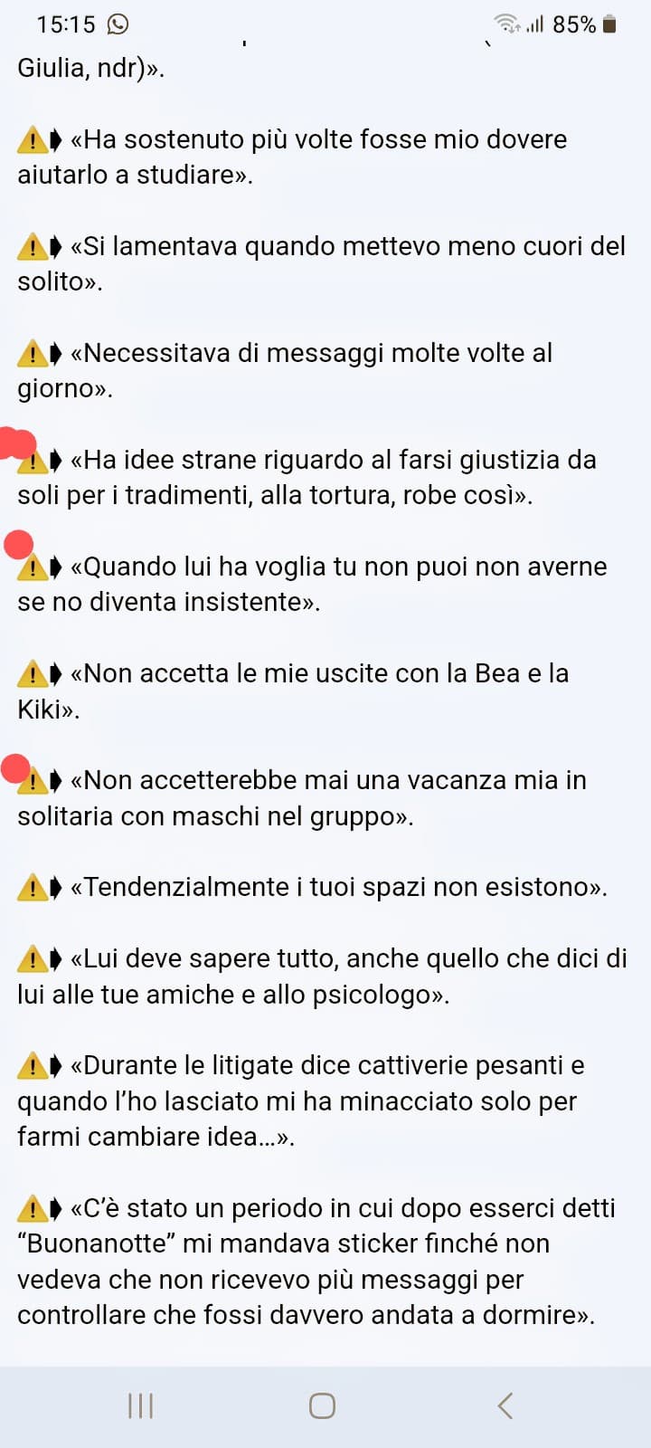 Il media qua sotto é un estratto del  diario di Giulia Cecchettin sulle 15 ragioni per lasciare Filippo Turetta 