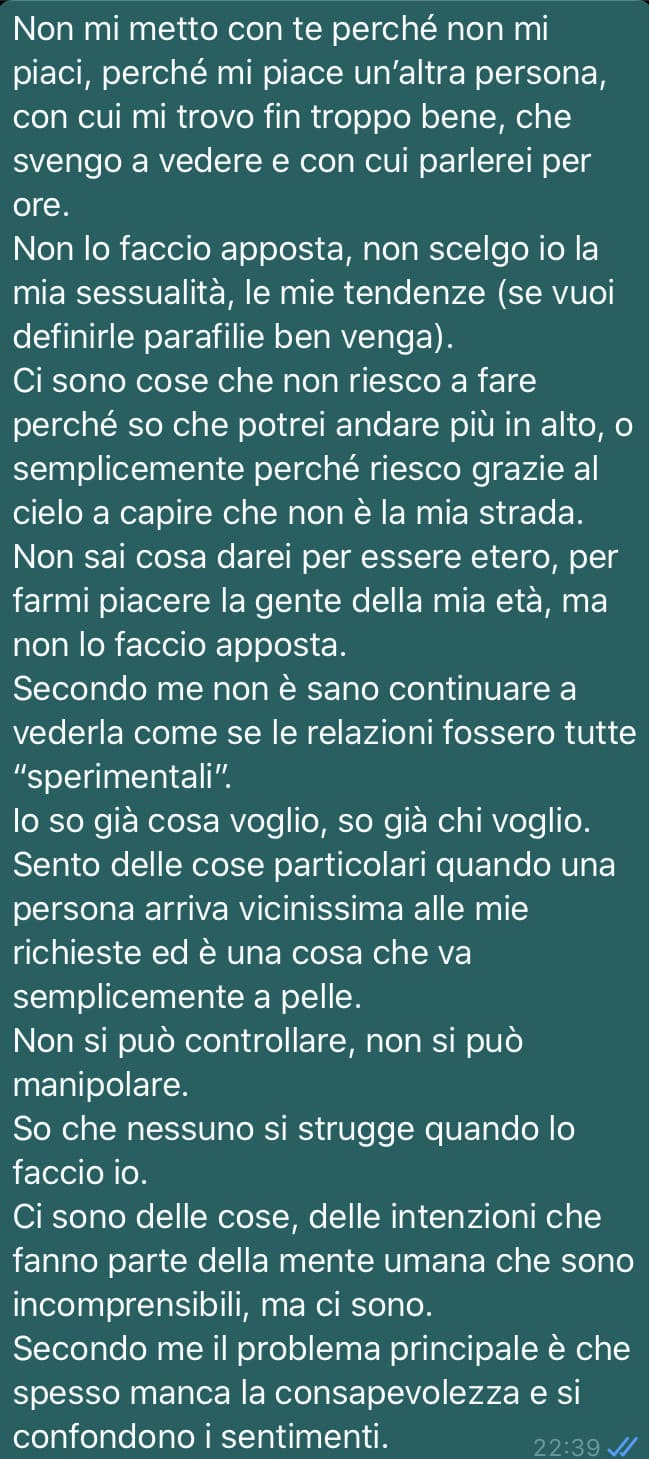 Ho sempre e costantemente paura di ferire gli altri ed oggi è andata così...