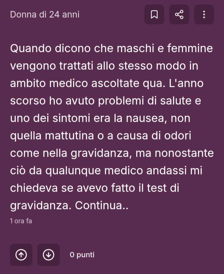 A prescindere da tutto, se c'è un ambito in cui uomini e donne non sono, e non possono essere, trattati uguali è proprio la medicina 