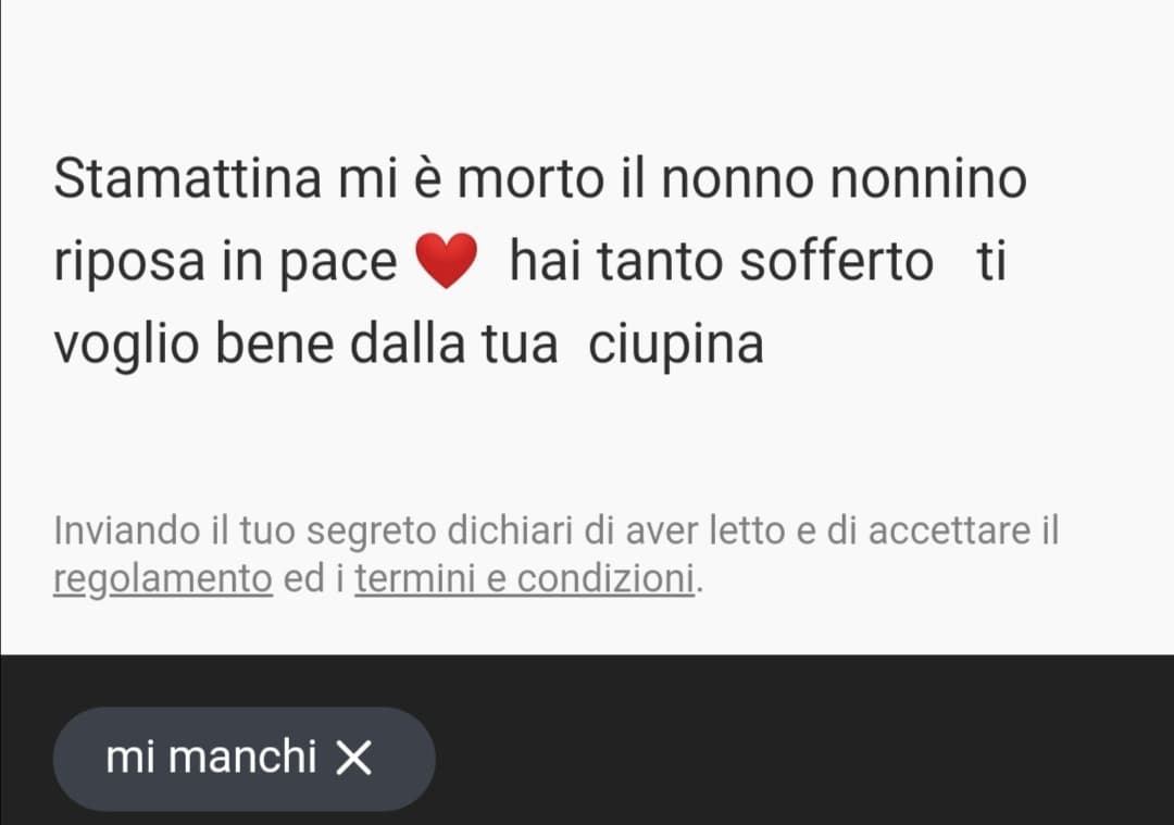 Lo pubblico qui perché non me lo fa pubblicare 