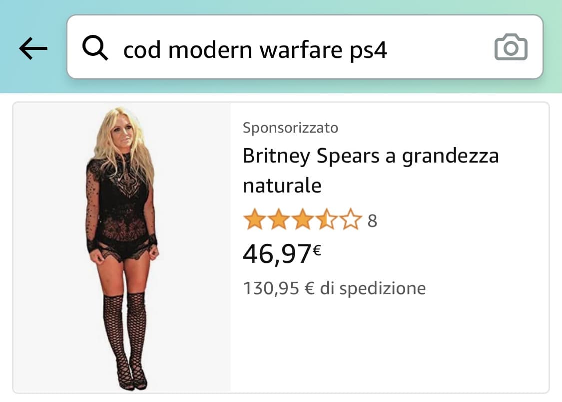 Quando cerchi COD su Amazon, ma ti esce la sagoma di Britney 