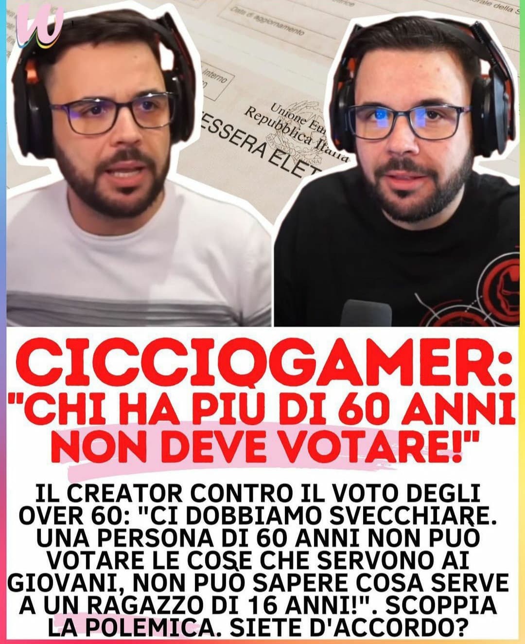 oggi non ha preso le pillole,intendo ciccio non i 60enni