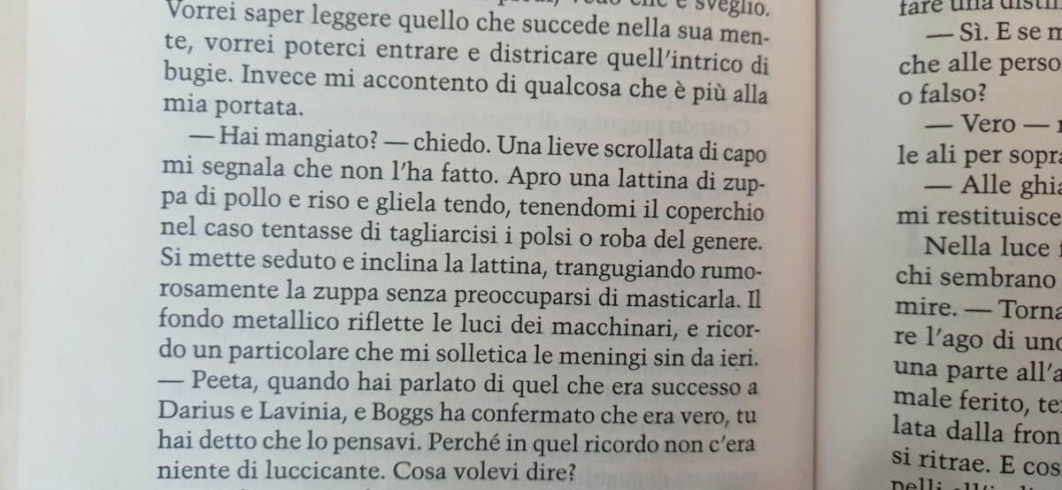 e niente nelle righe «"hai mangiato" chiedo.…roba del genere» mi ha descritto🥲