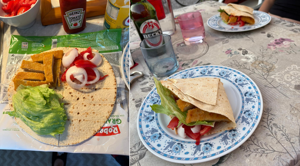 Ci siamo fatti dei mega wrap col pollo stra buoni 