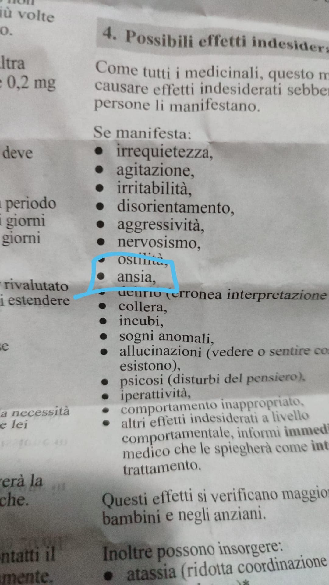 Ho iniziato a prendere un ansiolitico (senza prescrizione medica hahaha) e mi piace che tra gli effetti collaterali ci sia proprio l'ansia ovvero quella cosa che dovrebbe farmi diminuire 