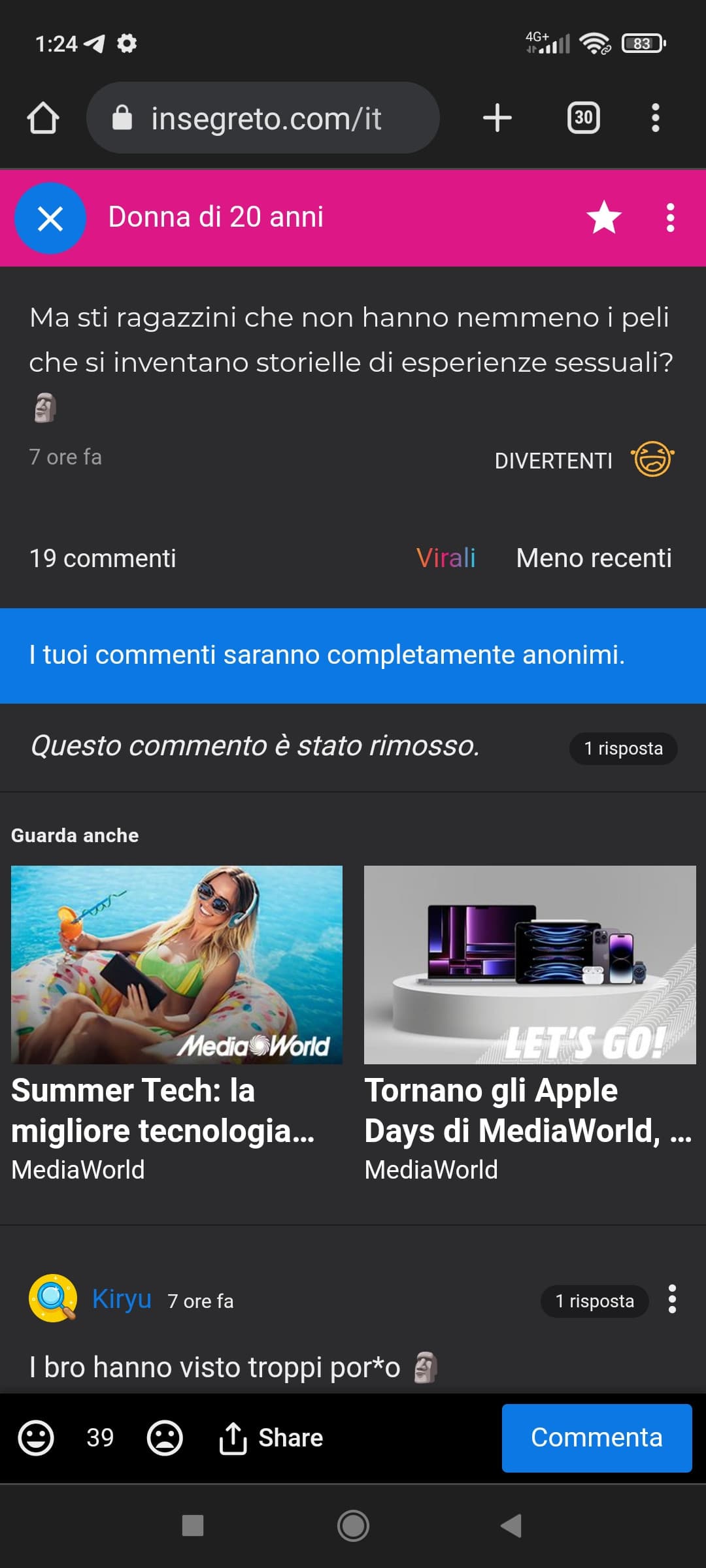 Seriamente sono arrivata nei virali con sta cagata? Bruh il sito sta morendo 