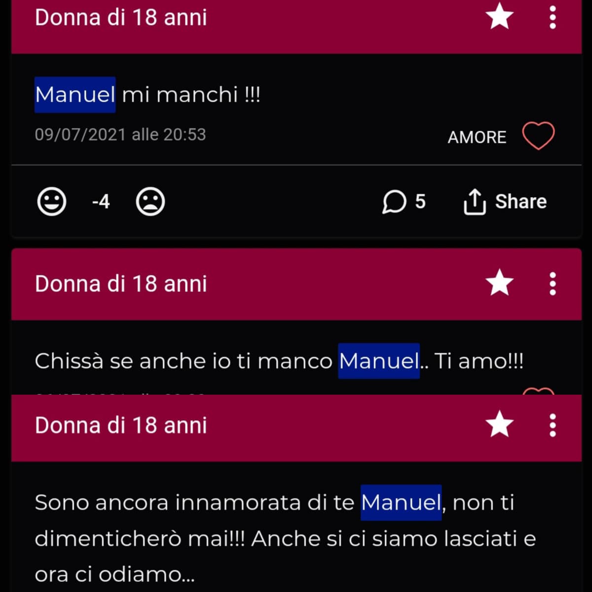 in questi giorni tutti pazzi per Uomo di 20 anni e Lorena, ma vi ricordate Donna di 18 anni fissata con Manuel? #2021