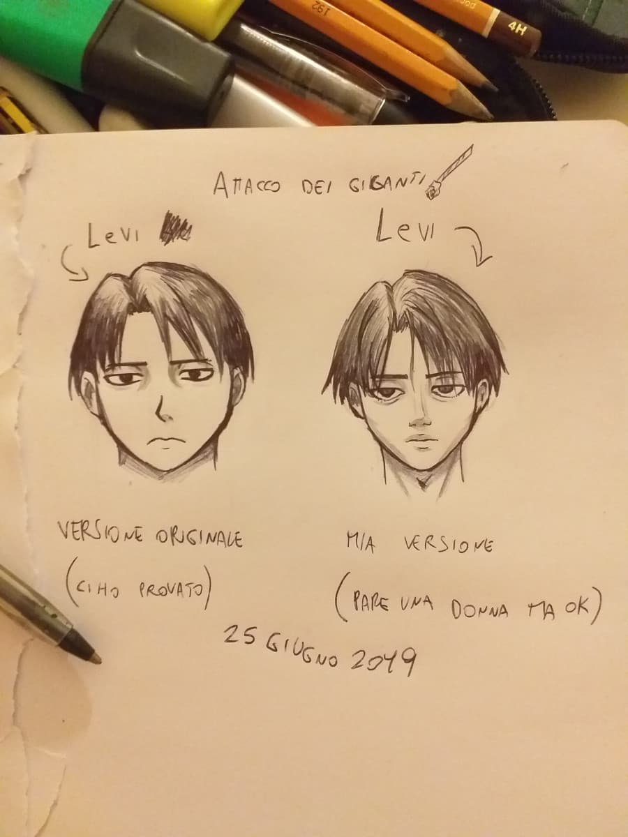 Volevo disegnare Levi nella versione originale e nella mia