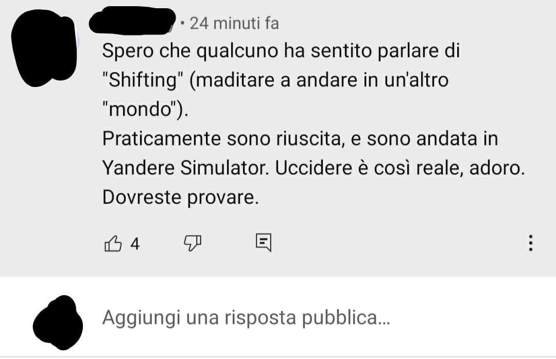 Stavo leggendo i commenti del video di una tipa che seguo,quando mi sono imbattuto in sto coso.