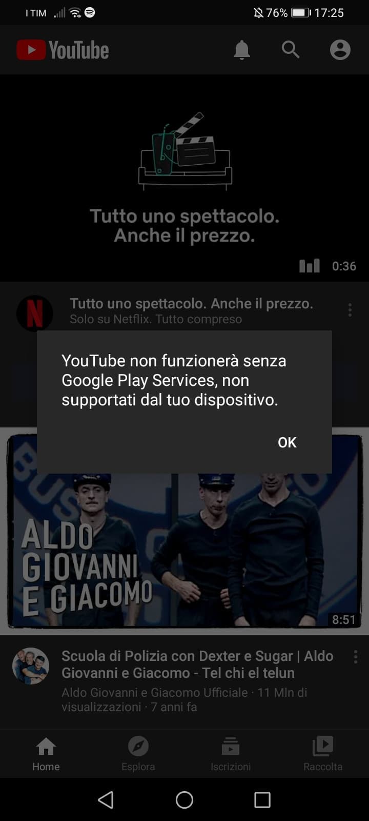 Ho cambiato da poco telefono e ho scaricato YouTube solo  he ora non me lo fa utilizzare e mi esce questo. Qualcuno sa risolvere? 