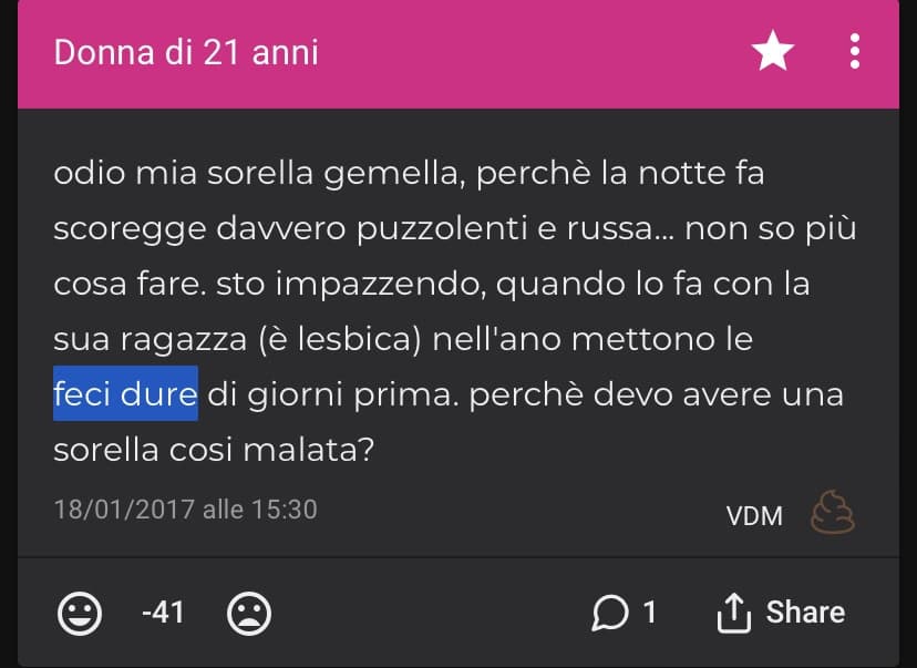 Ma sta qua conserva stronzi come se fossero fossili ?