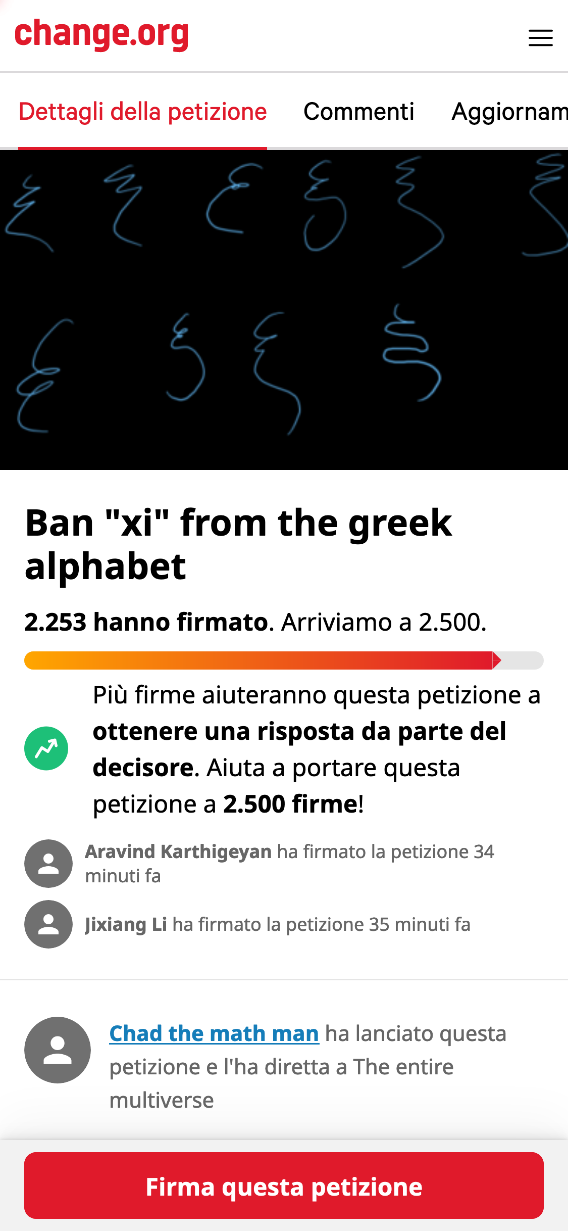 Dopo aver passato una buona mezz'ora su change.org, questa è la petizione più sensata che sono riuscita a trovare