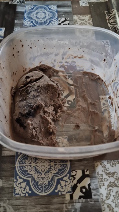 Mi sa che è piaciuto ai miei genitori il gelato che ho preparato dato che non ne è rimasto molto quando l'ho aperto sta mattina 