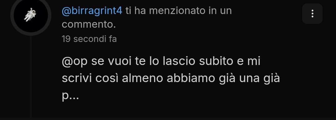 Quanto si vede che era un presupposto per iniziare una chat con secondi fini 