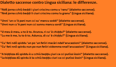 La mia prima lingua (il siciliano) messa in comparazione con i miei due dialetti: il riberese e il saccense. 