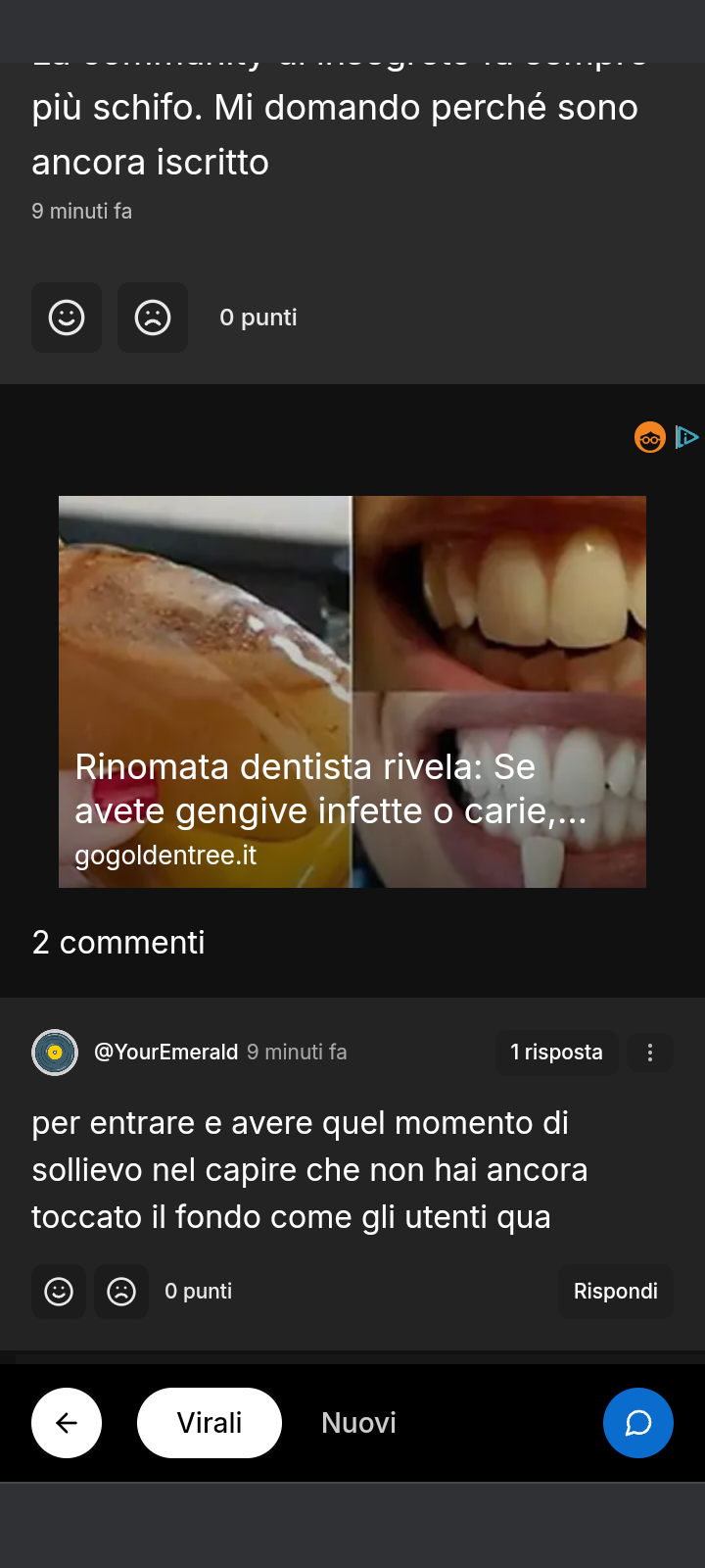 Un commento sotto un mio post