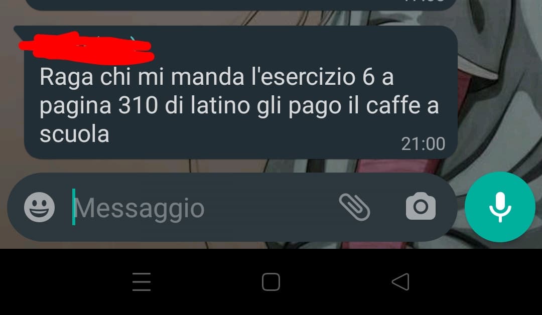 Sul gruppo della classe. Sto ridendo.