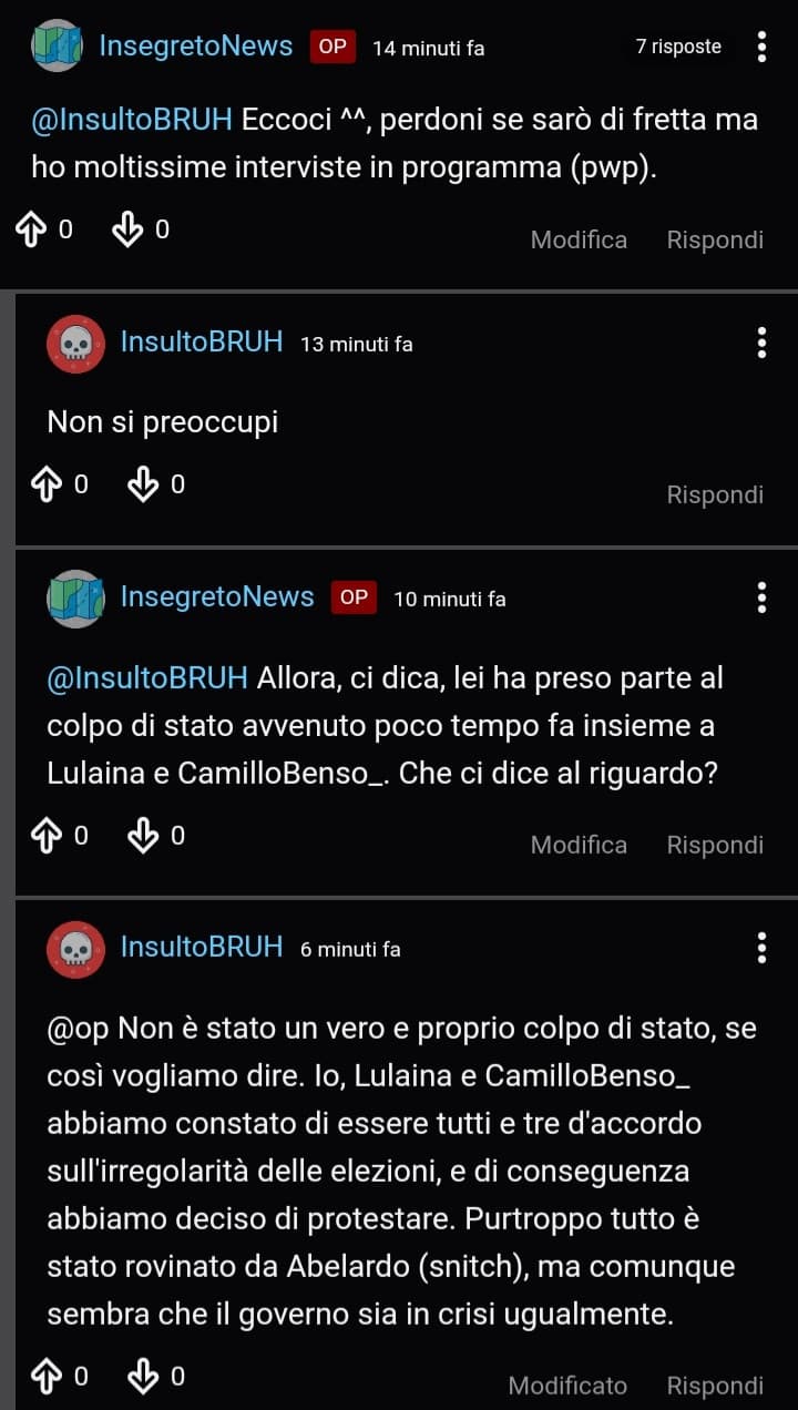 INSULTOBRUH CI PARLA DEL COLPO DI STATO - ALLENAZA COL PG?