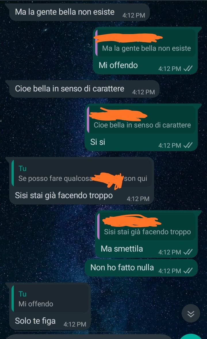 Fanculo, sono innamorato perso e messaggi simili da parte sua non fanno altro che aumentare il caos in me.