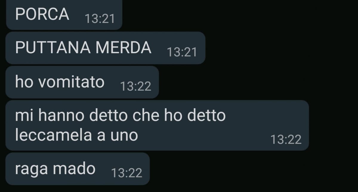 No raga, sta cogliona ubriaca sul gruppo classe non me la merito. No, no e no.