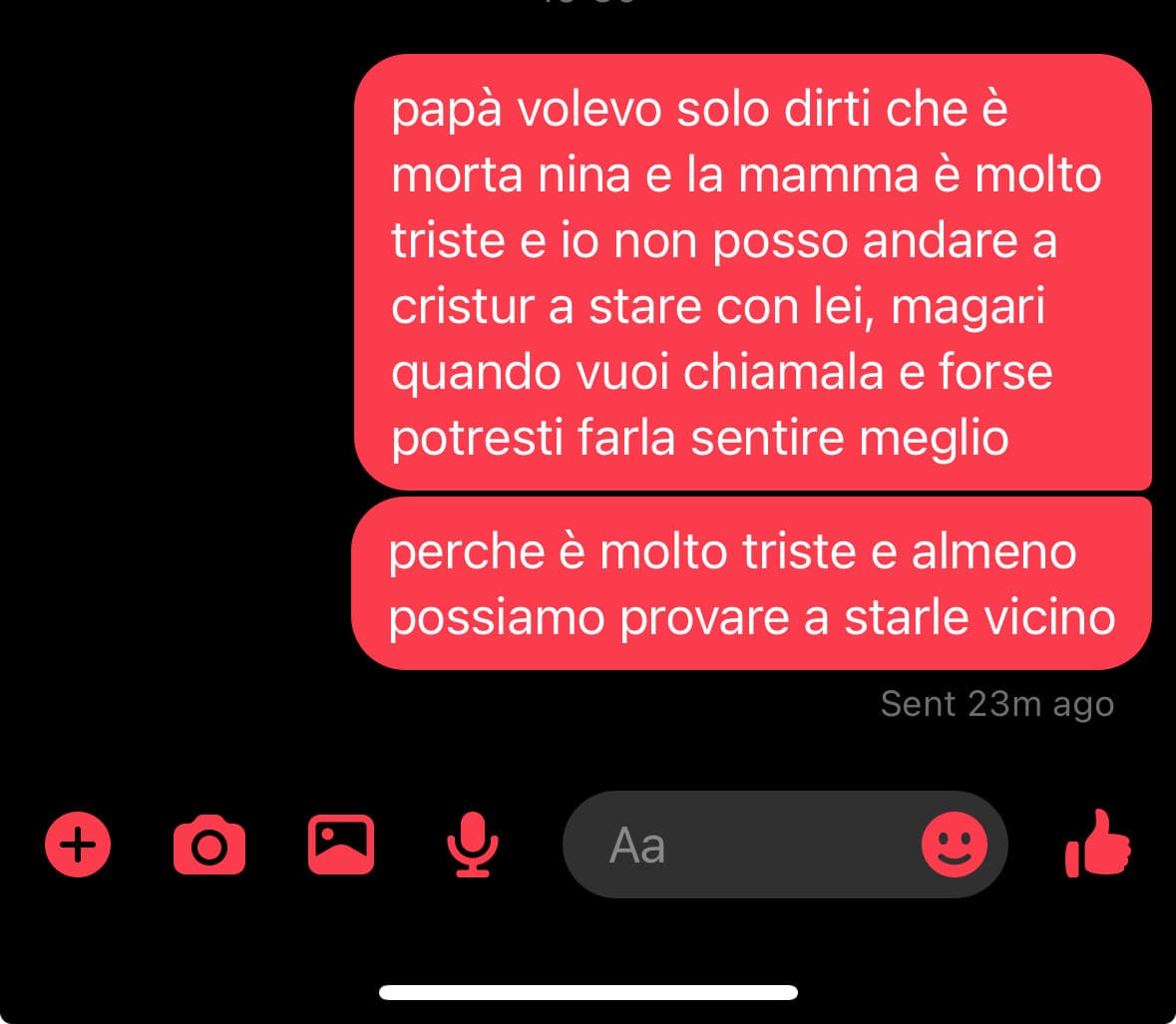 sia io che mio papà siamo via ed è morta la migliore amica di mia madre, mi sento in colpa a non poter andare da lei ma da lunedì lavoro. aiuto 😭