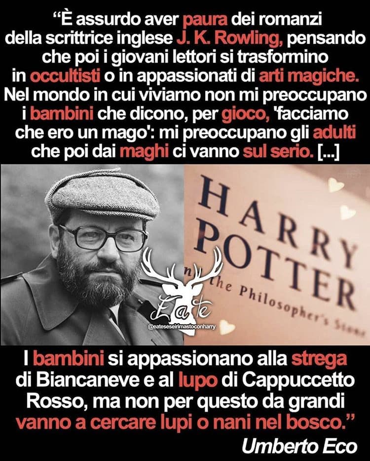 Magari lo leggessero quelli che credono sia una cosa satanica Harry Potter