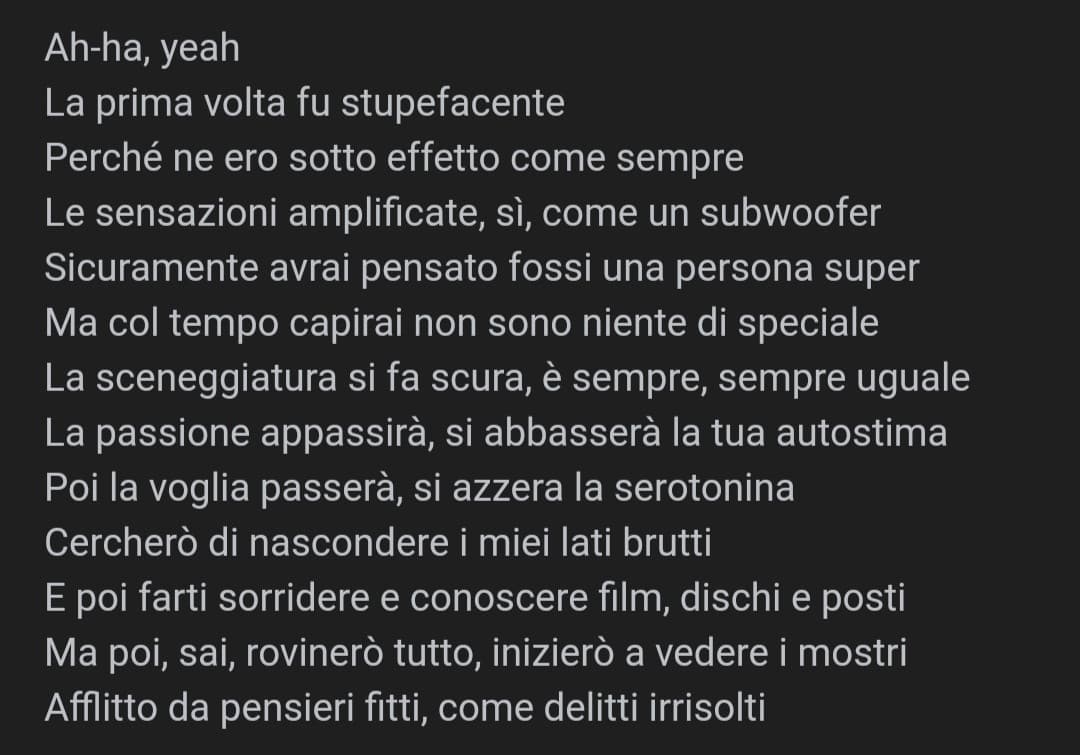 "dedicato alla mia futura ex"