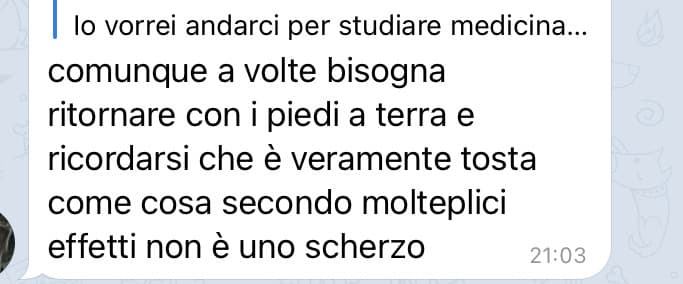 Perché devo rovinare i sogni delle persone...
Avevo solo detto che il mio più grande sogno era voler studiare medicina a aRoma e questa è stata la risposta,perché io non dovrei farcela