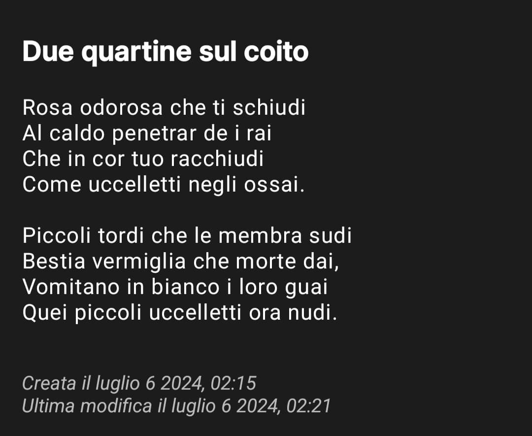 Mai scrivere poesie alle 2 di notte