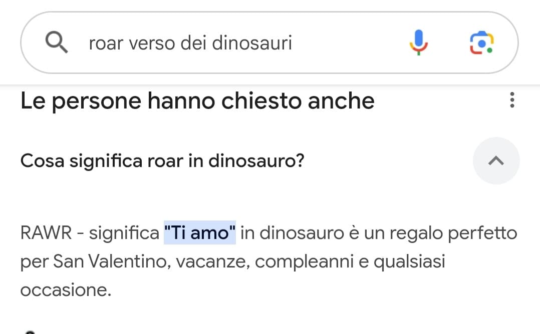 C'è qualcosa che non va, da quando roar significa ti amo...