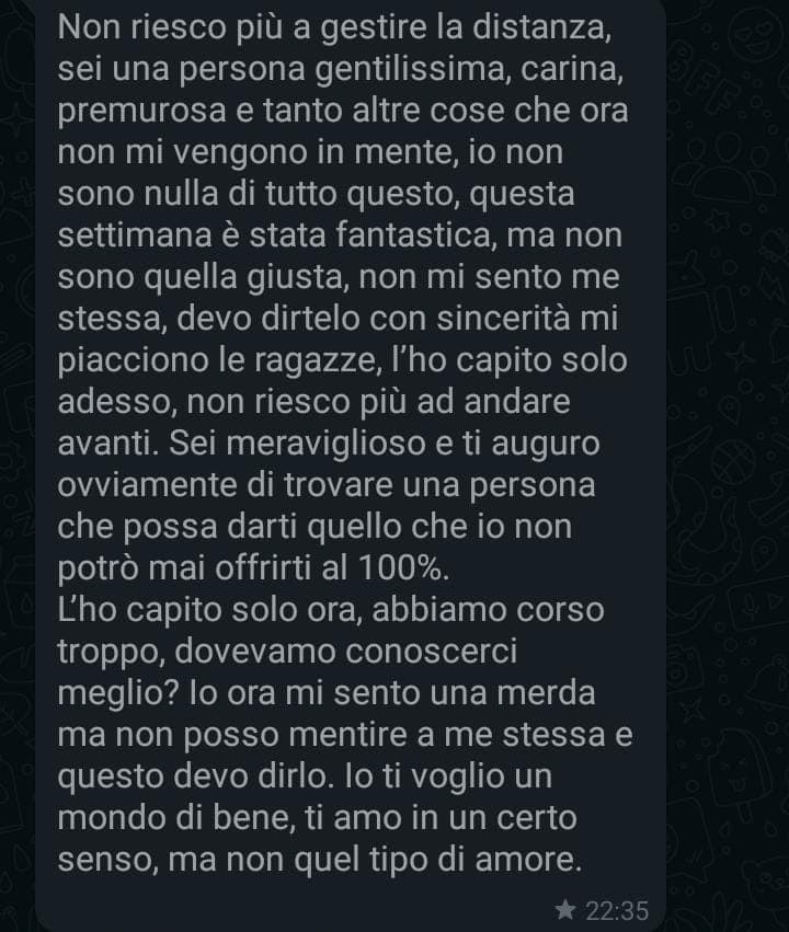 Lasciato da una ragazza dopo una settimana... Son davvero triste