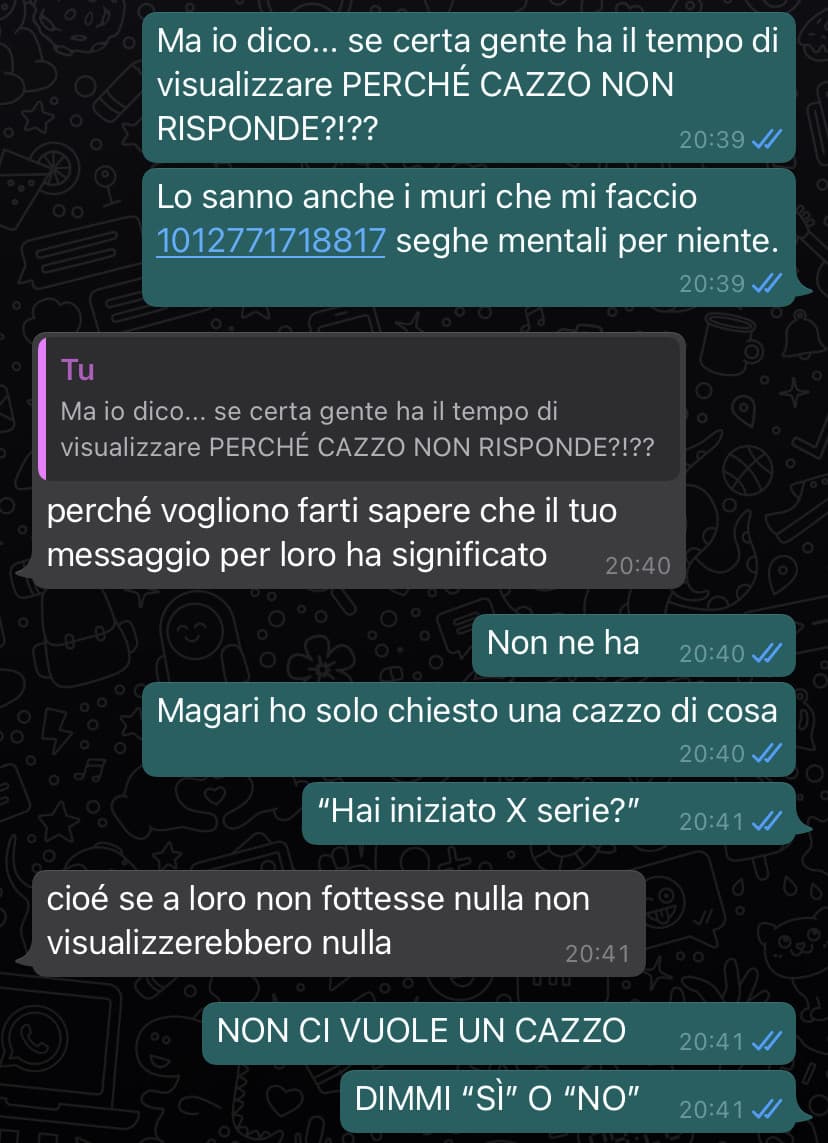 Io sono molto paziente, MOLTO... ma queste cose non le sopporto proprio, MAI... ??‍♀️