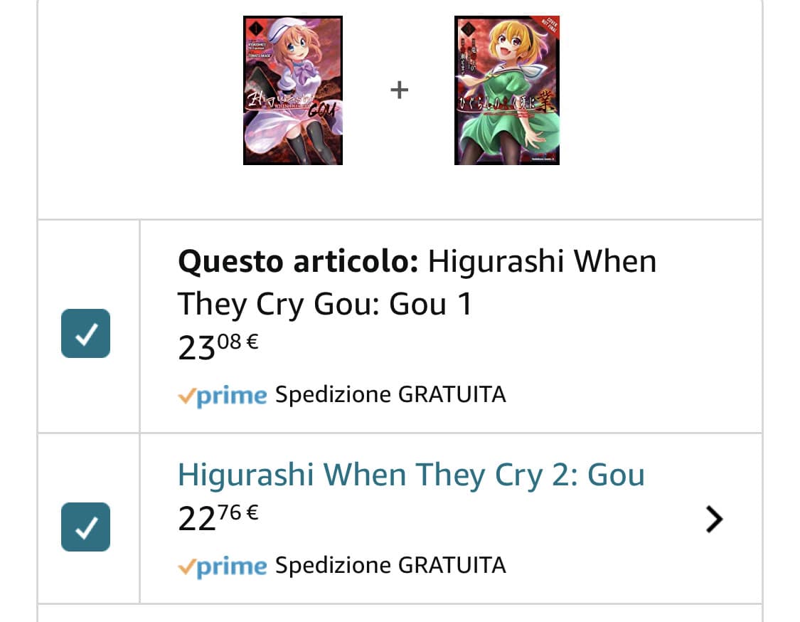 Vorrei troppo prenderli perché adoro Higurashi tantissimo però 45€ per due manga è decisamente troppo…