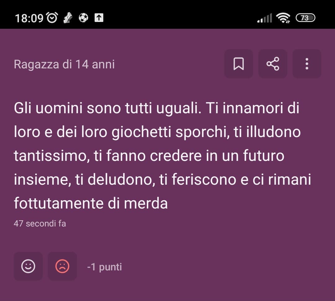 Ragazze, donne, mi dispiace dirvelo così, ma è ovvio che se uscite con bambini scemi invece che con gente seria, finite a pensare queste cose