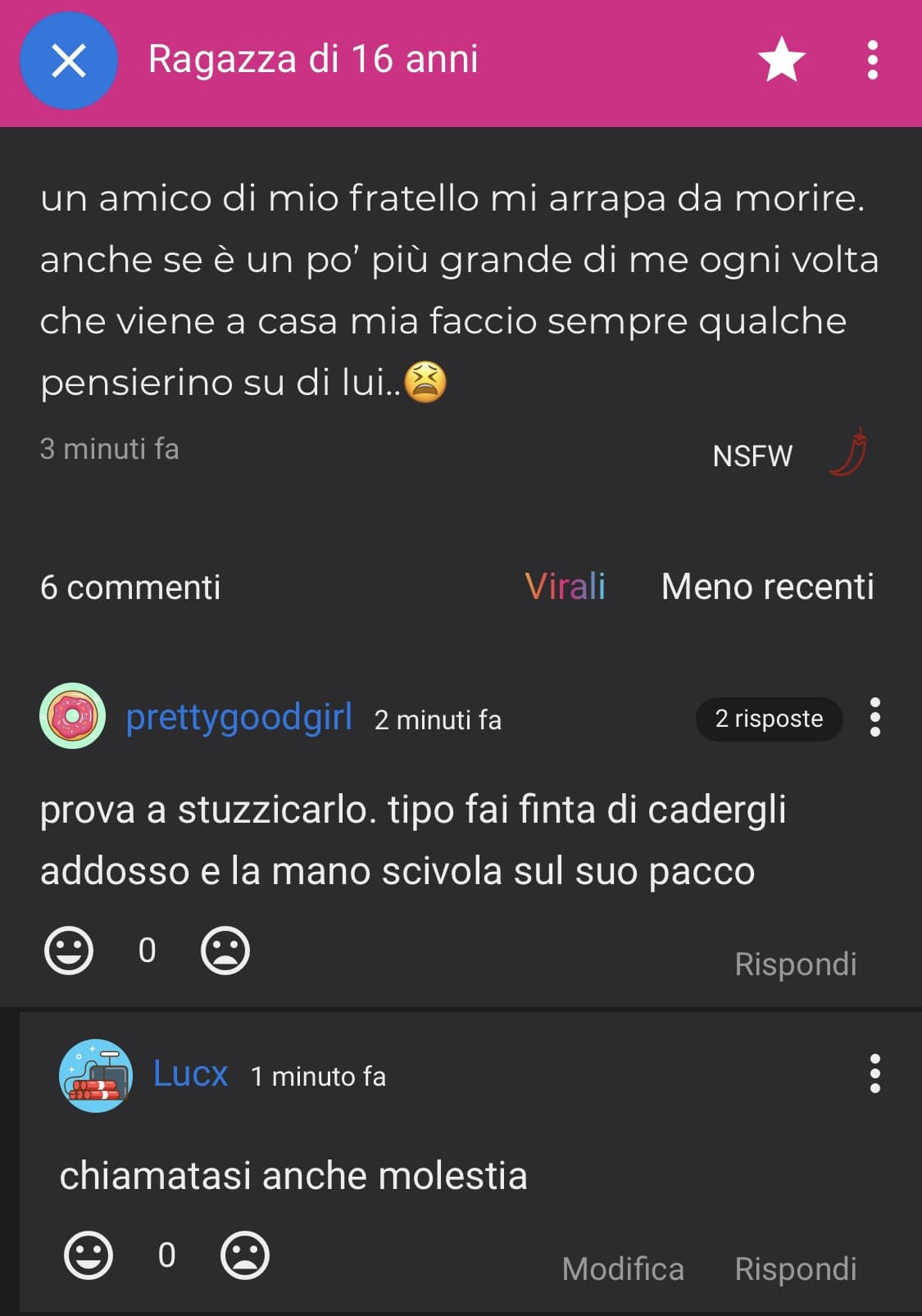 e il commento dopo “beh ma se cadi non lo fai apposta”